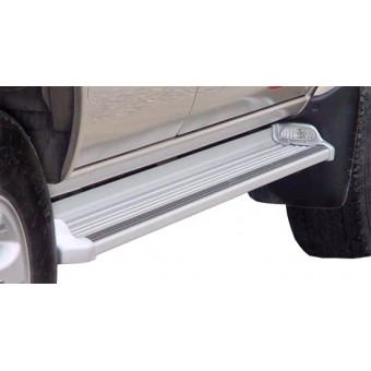 Пороги для Toyota HiLux, с подсветкой, цвет серебристый (алюминий)